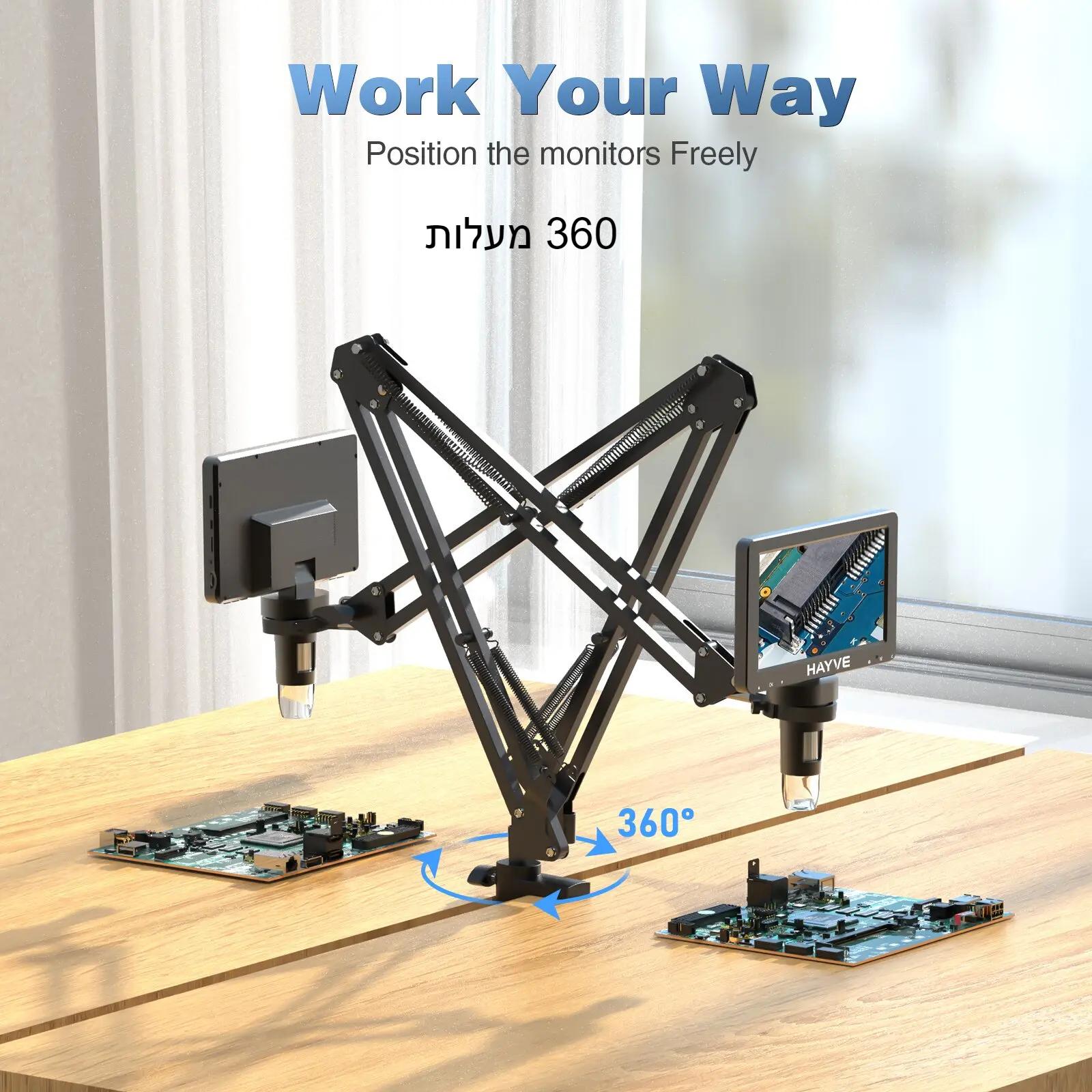 Hayve Microscope Arm Stand，Adjustable Metal Bracket Coin Microscope Mount Compatible with DM4 DM9 MS1 MS3