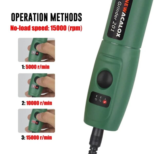 ⁦מקדחת מיניגריינדר חשמלית NEWACALOX 12V עם תקע EU/US – כולל 26 אביזרי חריטה וסט כלים רוטט במהירות משתנה⁩ – תמונה ⁦3⁩