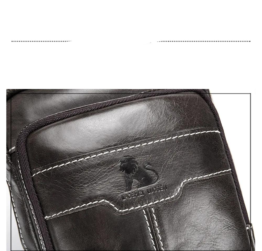 LAOSHIZI Brand 2024 Genuine Leather Men Messenger Bag Casual Crossbody Bag Fashion Men's Handbag men chest bag Male Shoulder Bag
