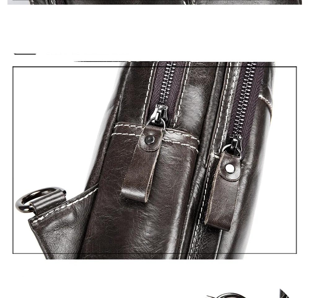 LAOSHIZI Brand 2024 Genuine Leather Men Messenger Bag Casual Crossbody Bag Fashion Men's Handbag men chest bag Male Shoulder Bag